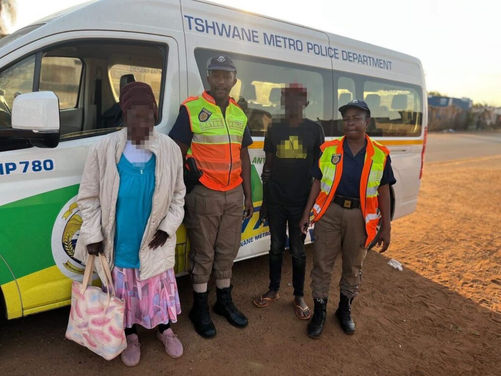 TMPD officers with the elderly woman and her son