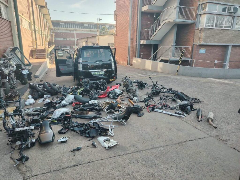 Parts of the stolen motorcycles